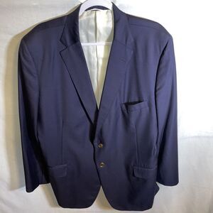 Tom James Executive Dress Blazer Men’s Size 40L Blue Two Button Long Sleeve